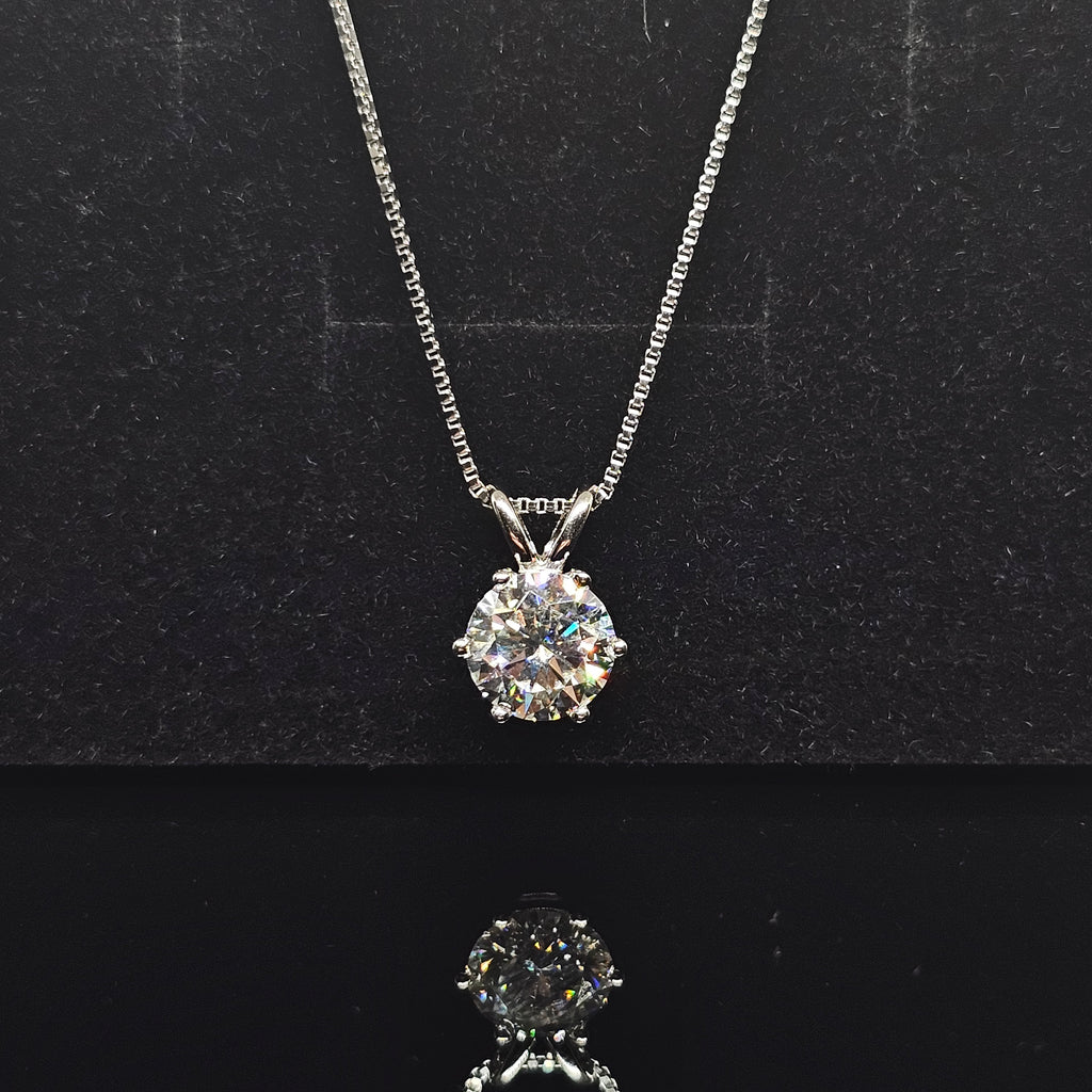 2ct Round Cut Solitaire Moissanite Pendant Necklace with Double Bail