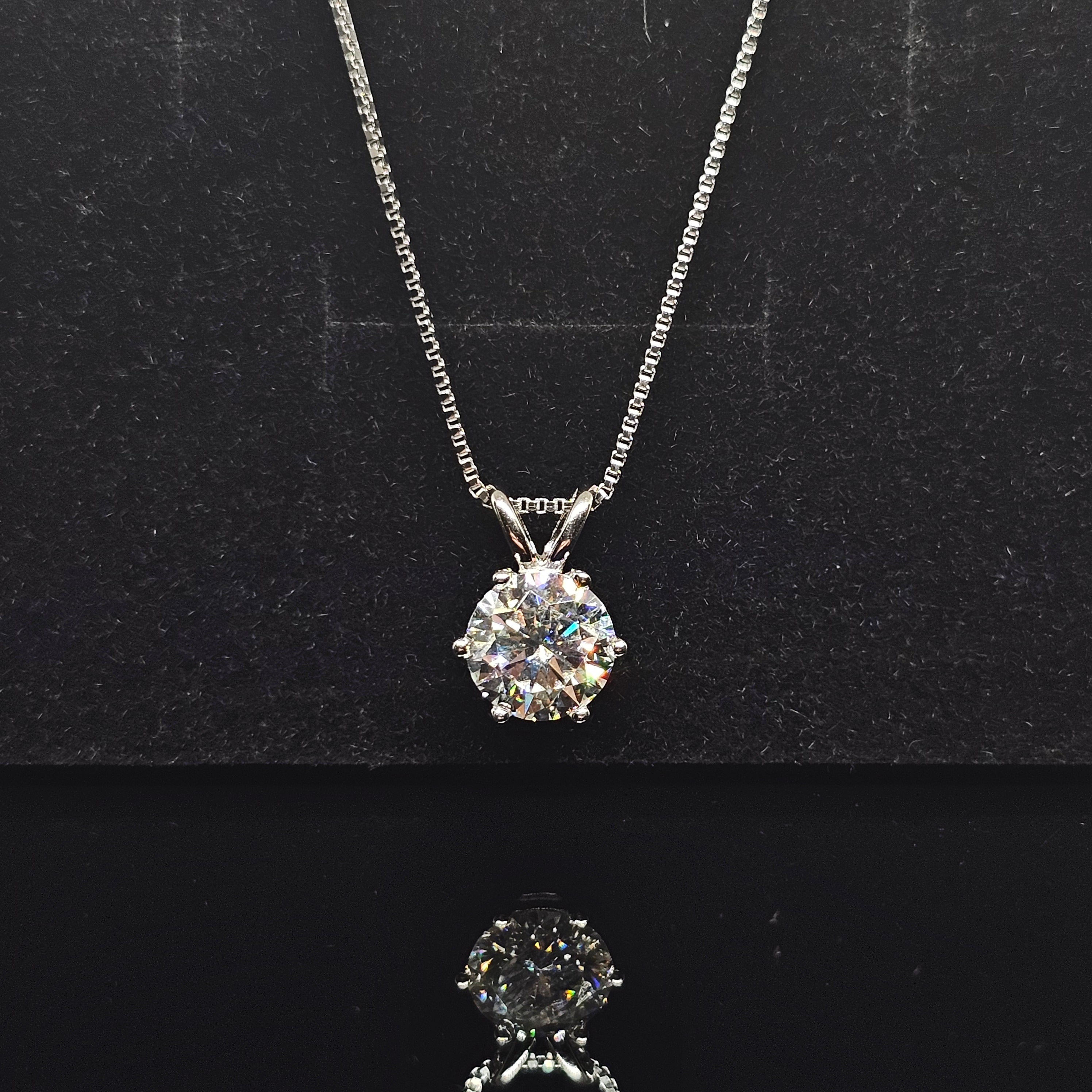 2ct Round Cut Solitaire Moissanite Pendant Necklace with Double Bail