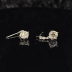 1ct Round Cut Solitaire Moissanite Dangle Earrings with Pave Details