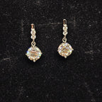 1ct Round Cut Solitaire Moissanite Dangle Earrings with Pave Details