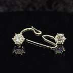 1ct/2ct Round Cut Solitaire Moissanite Threader Earrings