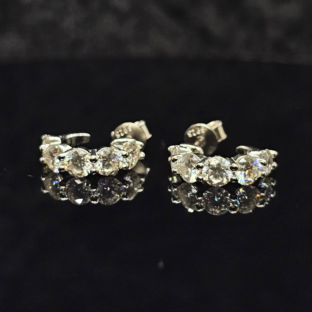 3.0cttw Round Cut Moissanite J-Hoop Earrings