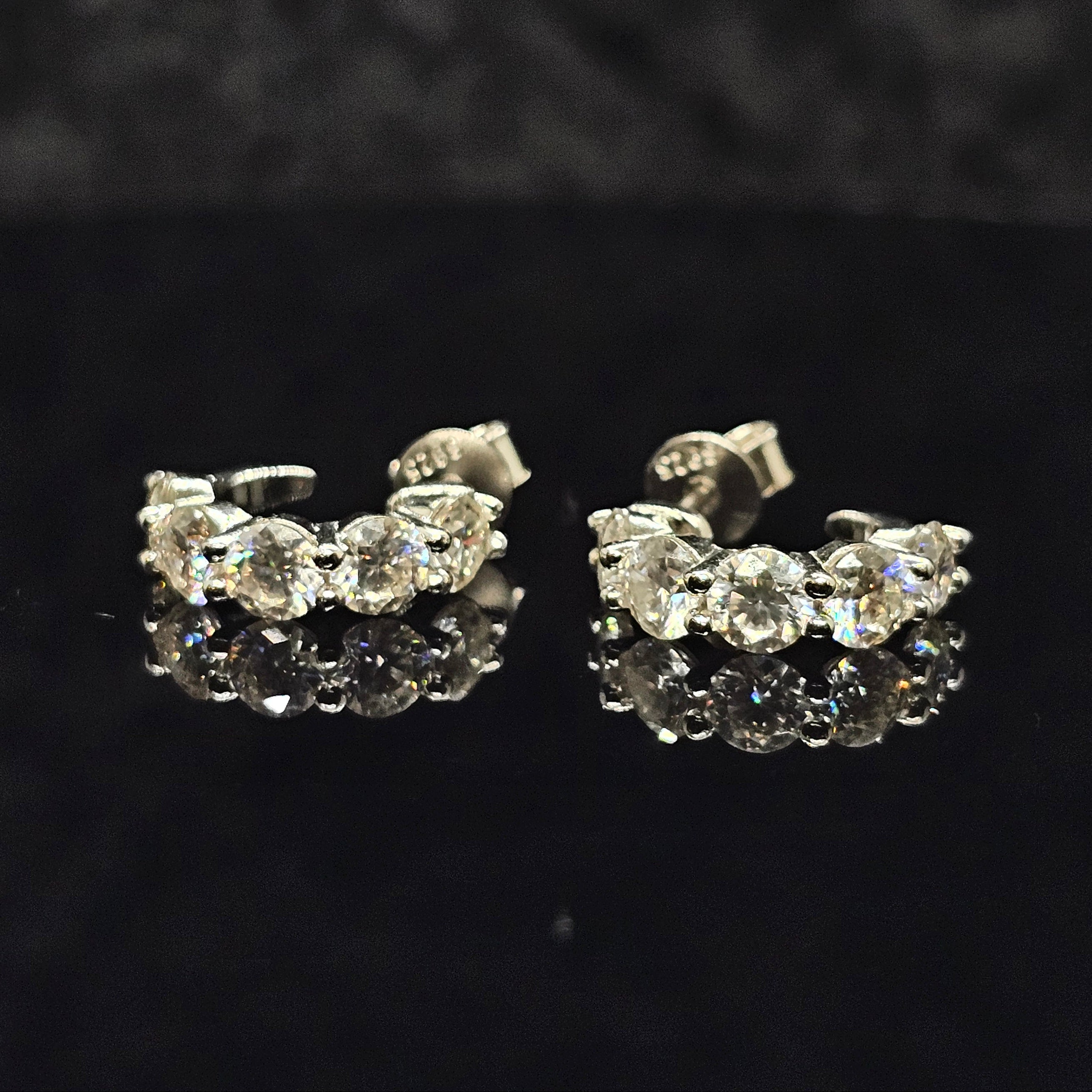 3.0cttw Round Cut Moissanite J-Hoop Earrings