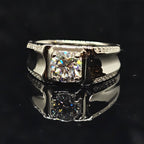 1ct Round Cut Solitaire Moissanite Ring with Pavé Accented Split Band