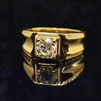 1ct Round Cut Solitaire Moissanite Ring with Pavé Accented Split Band with 18K Gold Plating