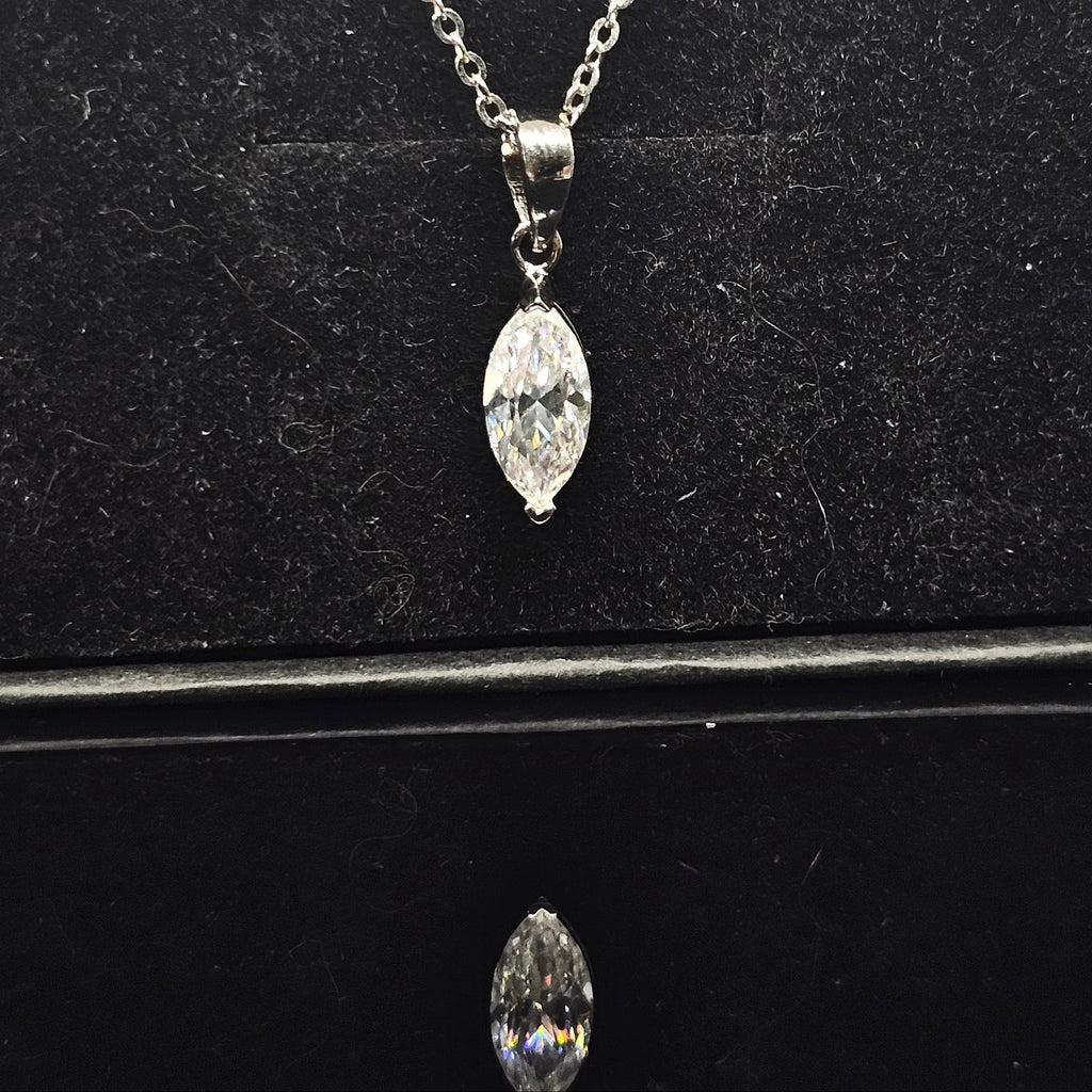 1ct/2ct Marquise Cut Solitaire Moissanite Pendant Necklace
