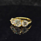 4cttw Round Cut Three-Stone Trilogy Moissanite Ring with 18K Gold Plating