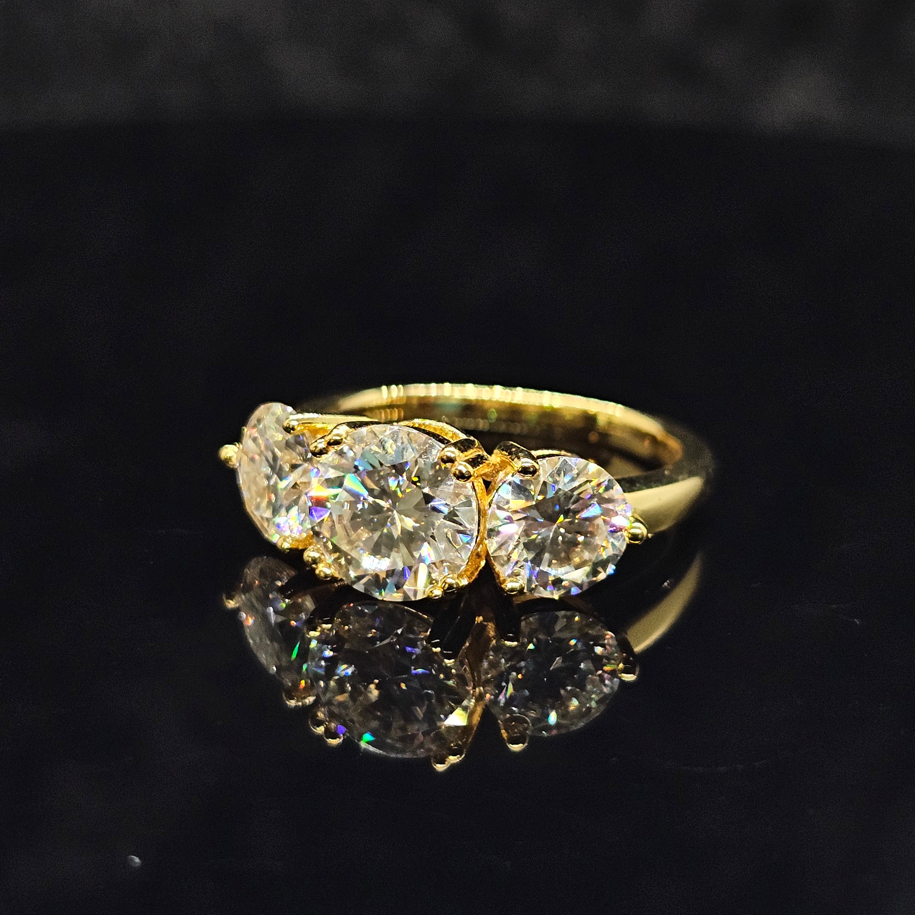 4cttw Round Cut Three-Stone Trilogy Moissanite Ring with 18K Gold Plating