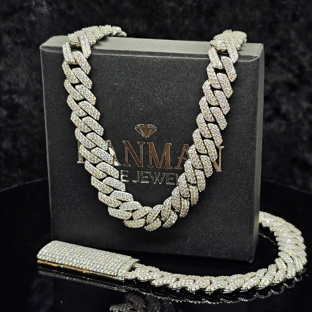 18cttw 20inch Moissanite Straight Edge Cuban Link Chain