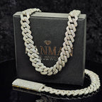 18cttw 20inch Moissanite Straight Edge Cuban Link Chain