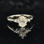 1Ct/2Ct Pear Cut Moissanite Ring with Side Stones