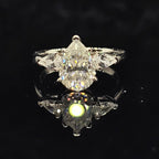 1Ct/2Ct Pear Cut Moissanite Ring with Side Stones