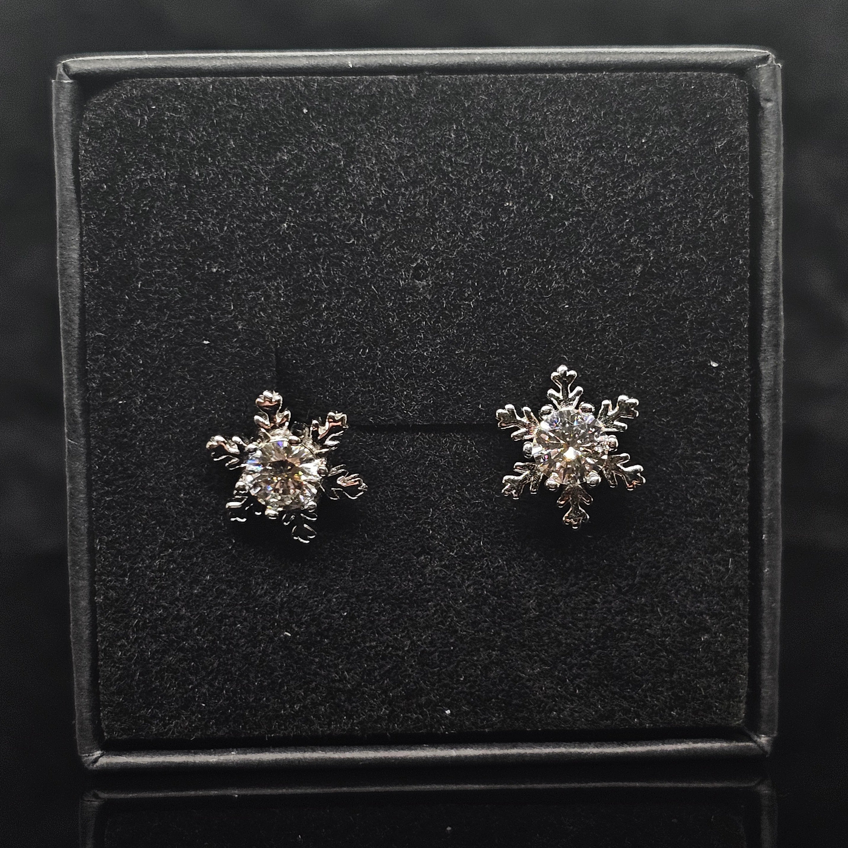 1.0cttw Snowflake Moissanite Stud Earrings