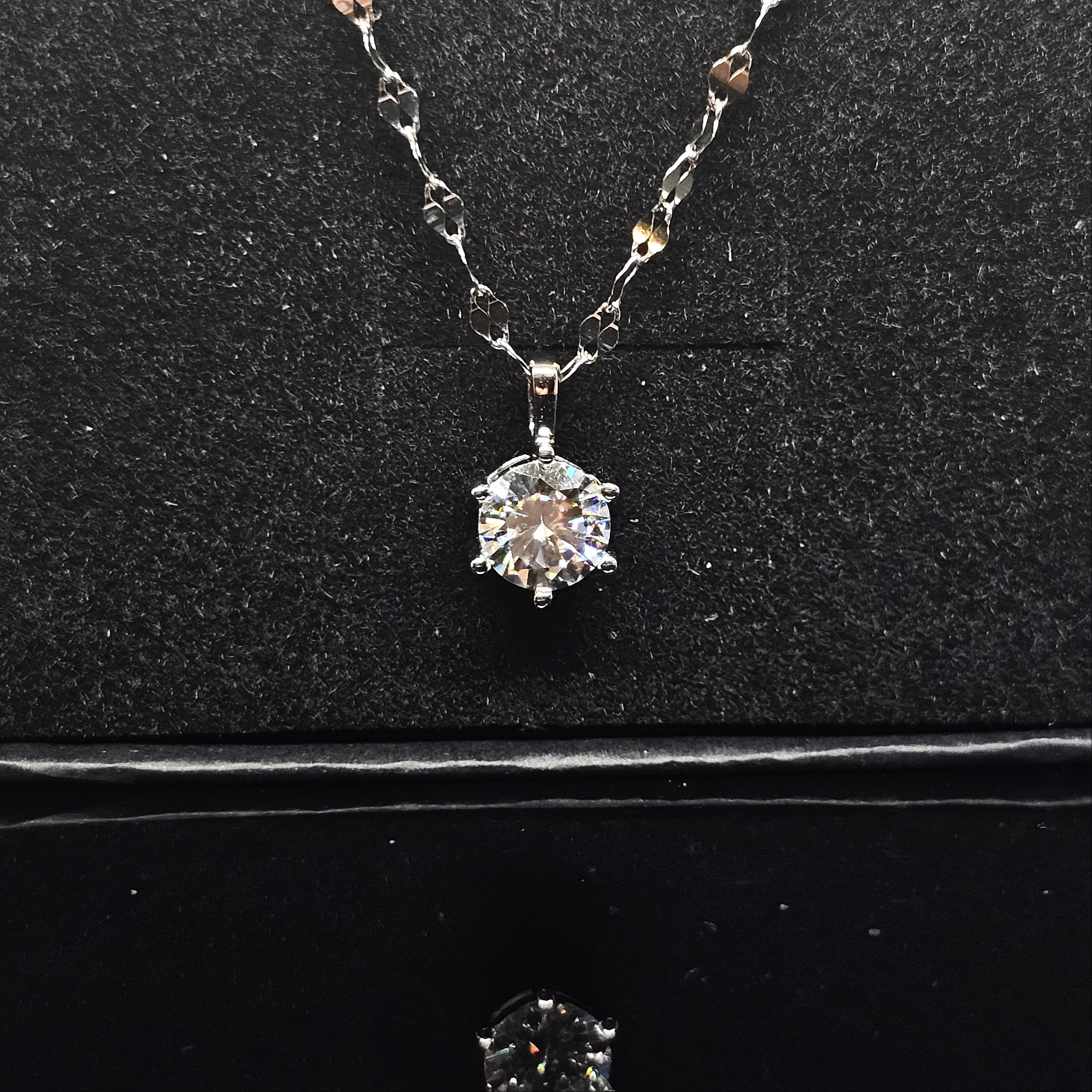 1ct Round Cut Moissanite Pendant Necklace with a Sparkle Chain