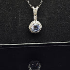 Abigail - Purple Round Pendant Necklace with Halo