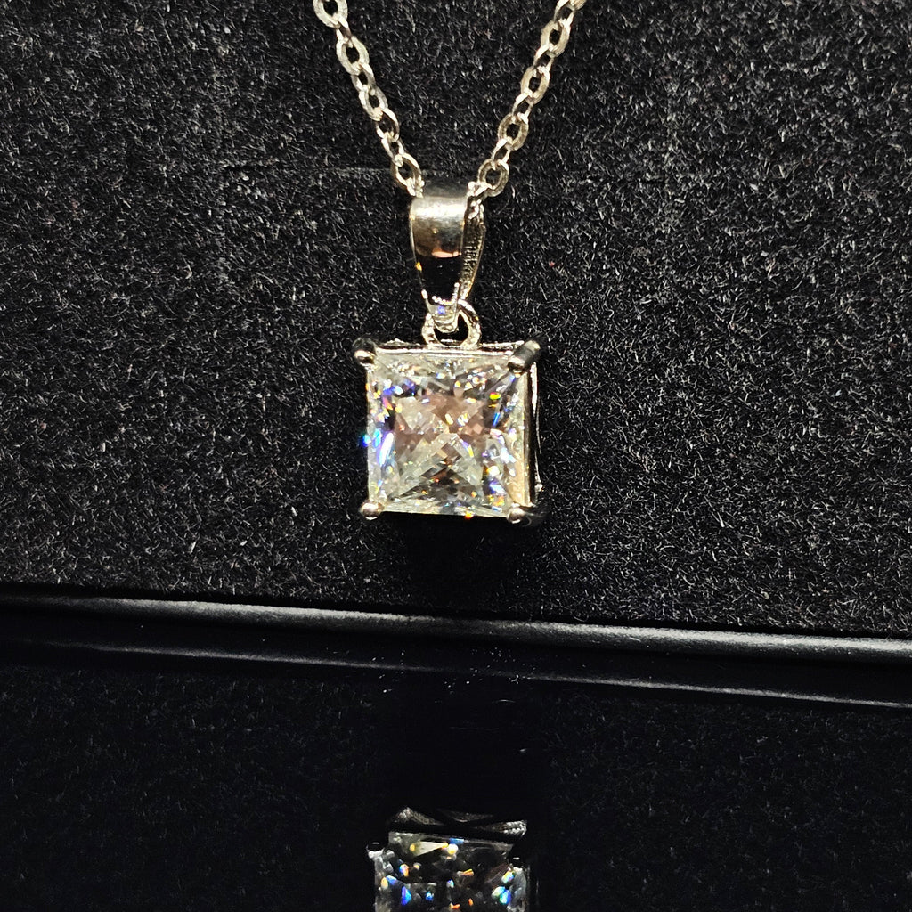 Chloe - Princess Cut Solitaire Necklace