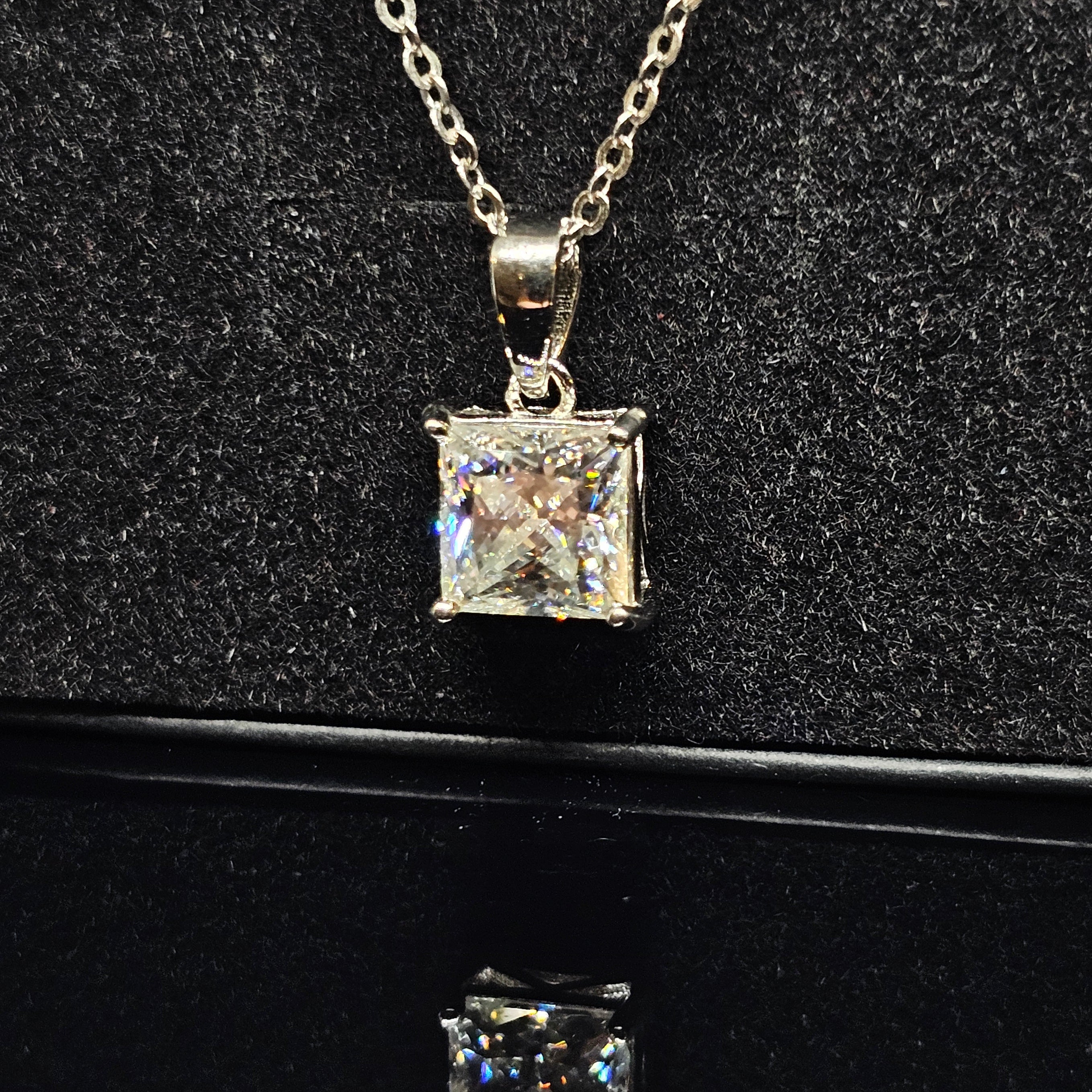 Chloe - Princess Cut Solitaire Necklace