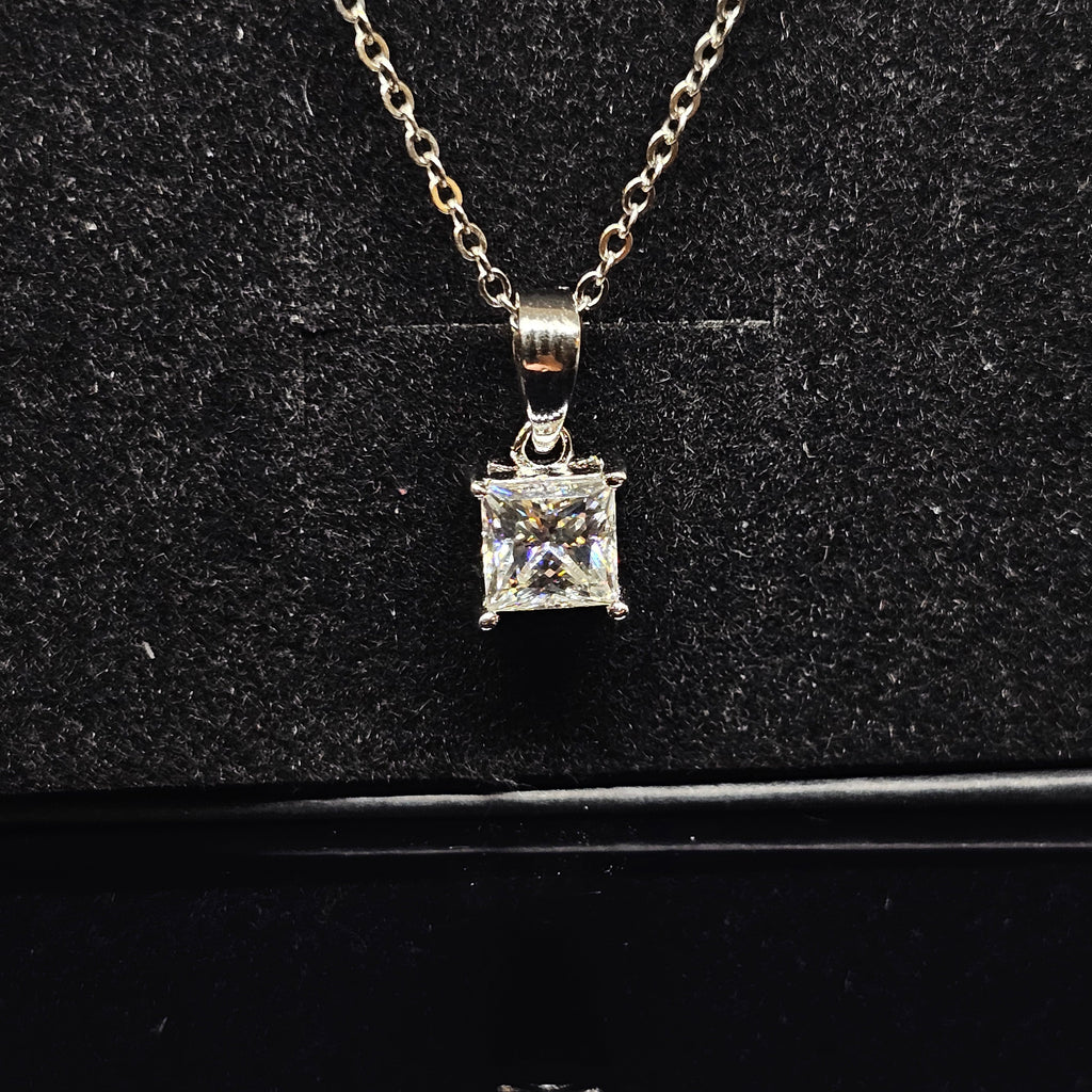 Chloe - Princess Cut Solitaire Necklace