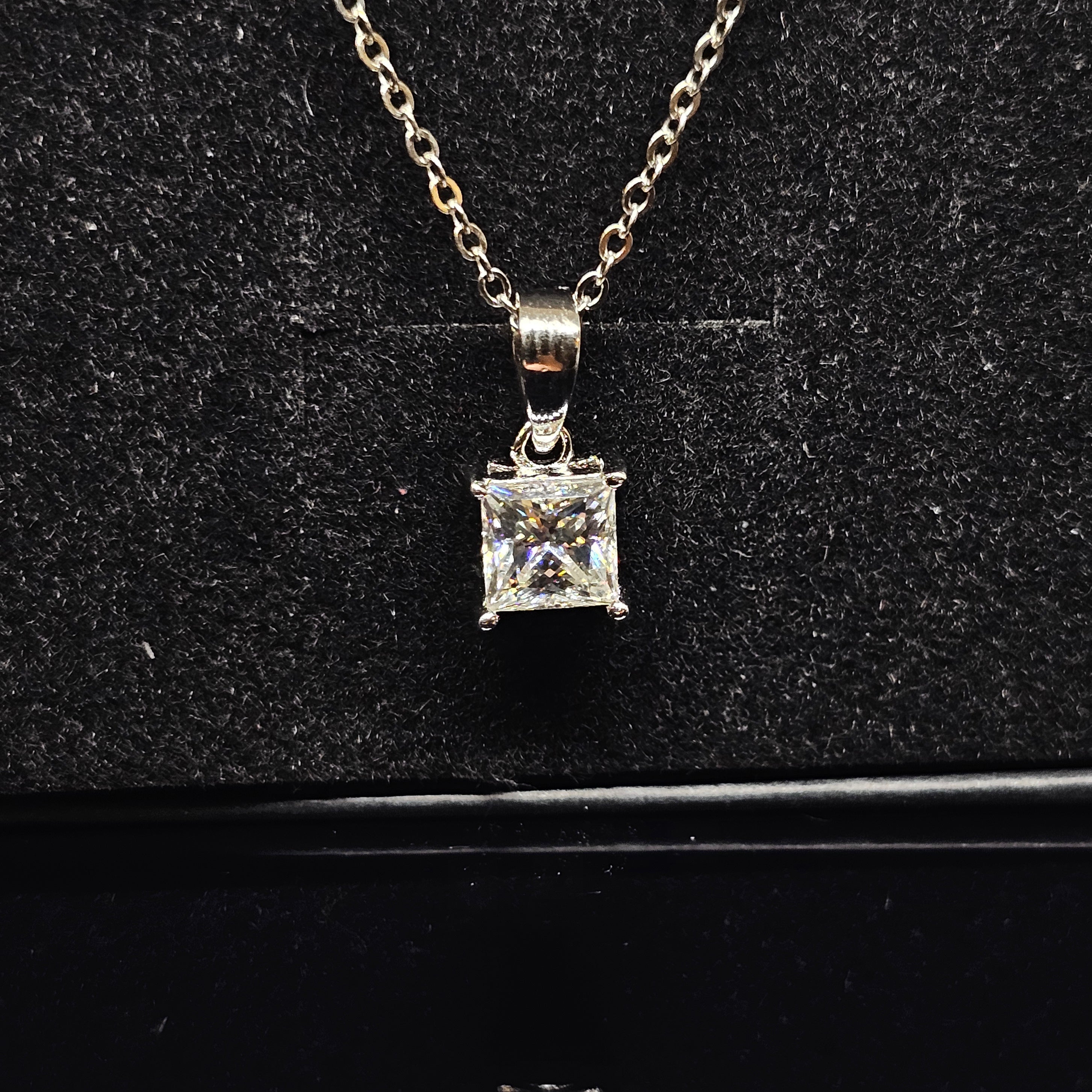 Chloe - Princess Cut Solitaire Necklace