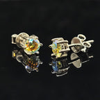 0.6/1.0/2.0cttw Aurora Borealis Round Cut Solitaire Moissanite Stud Earrings