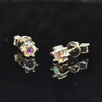 0.6/1.0/2.0cttw Aurora Borealis Round Cut Solitaire Moissanite Stud Earrings