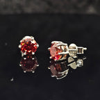 0.6/1.0/2.0cttw Garnet Red Round Cut Solitaire Moissanite Stud Earrings