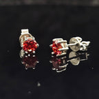 0.6/1.0/2.0cttw Garnet Red Round Cut Solitaire Moissanite Stud Earrings