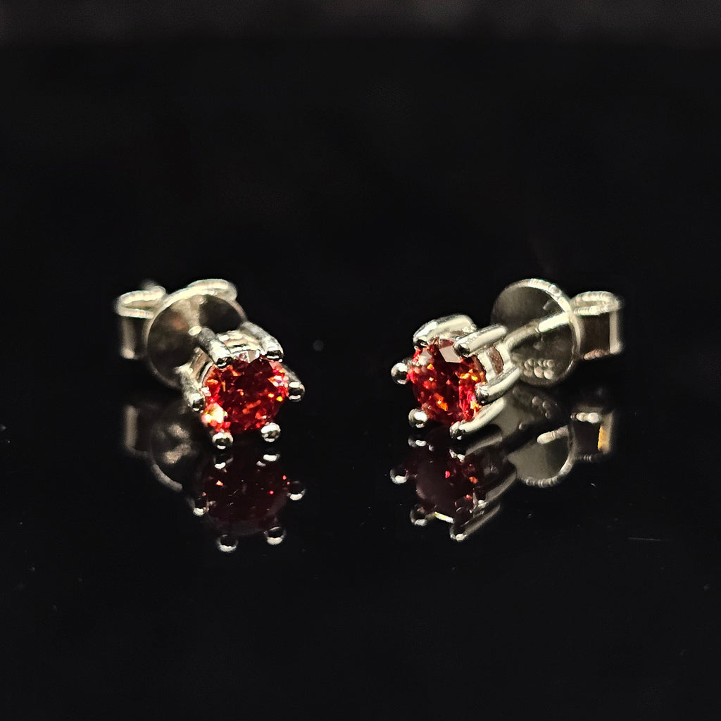0.6/1.0/2.0cttw Garnet Red Round Cut Solitaire Moissanite Stud Earrings