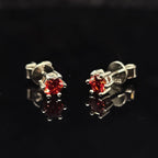 0.6/1.0/2.0cttw Garnet Red Round Cut Solitaire Moissanite Stud Earrings
