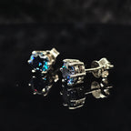 0.6/1.0/2.0cttw Royal Blue Round Cut Solitaire Moissanite Stud Earrings