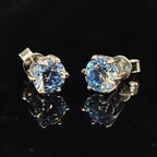 0.6/1.0/2.0cttw Klein Blue Round Cut Solitaire Moissanite Stud Earrings