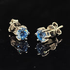 0.6/1.0/2.0cttw Klein Blue Round Cut Solitaire Moissanite Stud Earrings