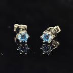 0.6/1.0/2.0cttw Klein Blue Round Cut Solitaire Moissanite Stud Earrings