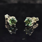 0.6/1.0/2.0cttw Green Round Cut Solitaire Moissanite Stud Earrings