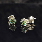 0.6/1.0/2.0cttw Green Round Cut Solitaire Moissanite Stud Earrings