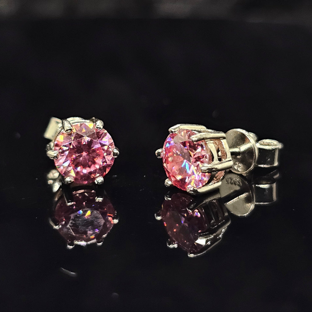 0.6/1.0/2.0cttw Pink Round Cut Solitaire Moissanite Stud Earrings