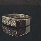 1.5cttw Flat Top Three-Stone Round Cut Moissanite Ring