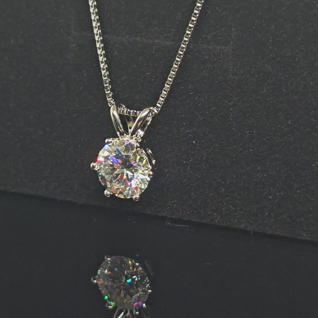 2ct Round Cut Solitaire Moissanite Pendant Necklace with Double Bail