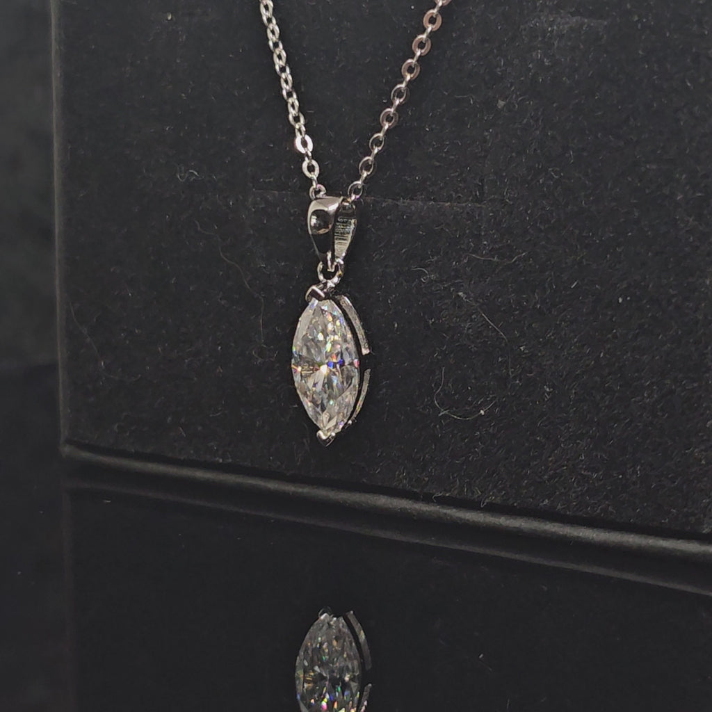 1ct/2ct Marquise Cut Solitaire Moissanite Pendant Necklace