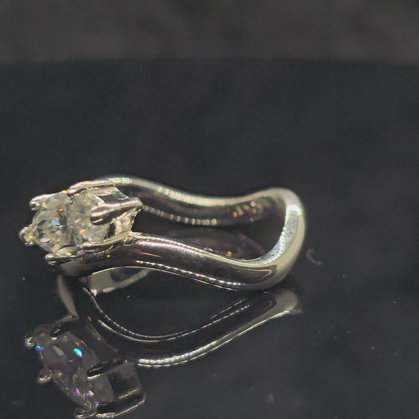 Eliza - 1ct Solitaire Marquise Ring with Asymmetrical Band