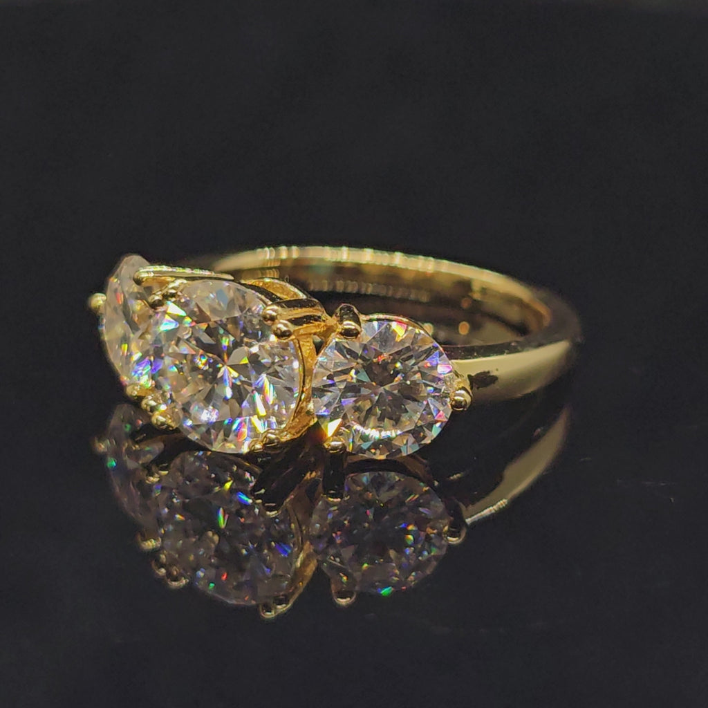 4cttw Round Cut Three-Stone Trilogy Moissanite Ring with 18K Gold Plating