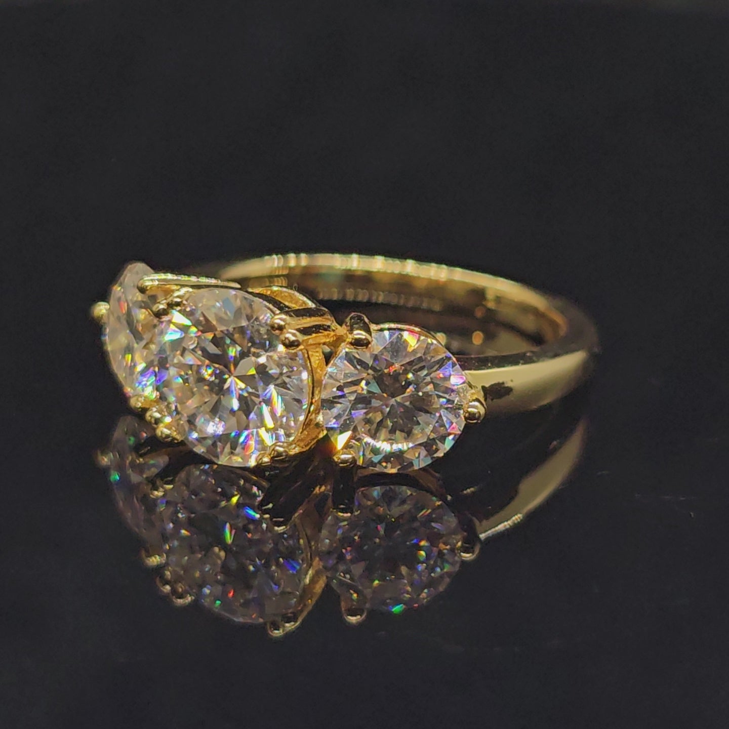 4cttw Round Cut Three-Stone Trilogy Moissanite Ring with 18K Gold Plating