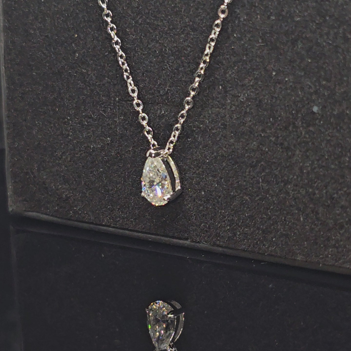 1ct/2ct Pear Cut Solitaire Moissanite Pendant Necklace