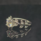 Flora - 1ct Round Solitaire Ring with Vine Detailed Band