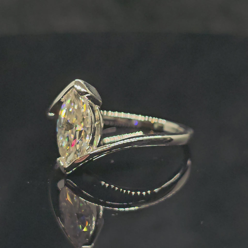 Maeve - 1ct Marquise Solitaire Ring with Bypass Band