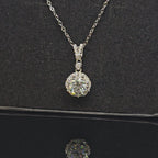 Abigail - Round Pendant Necklace with Halo