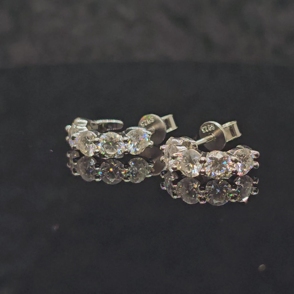 3.0cttw Round Cut Moissanite J-Hoop Earrings